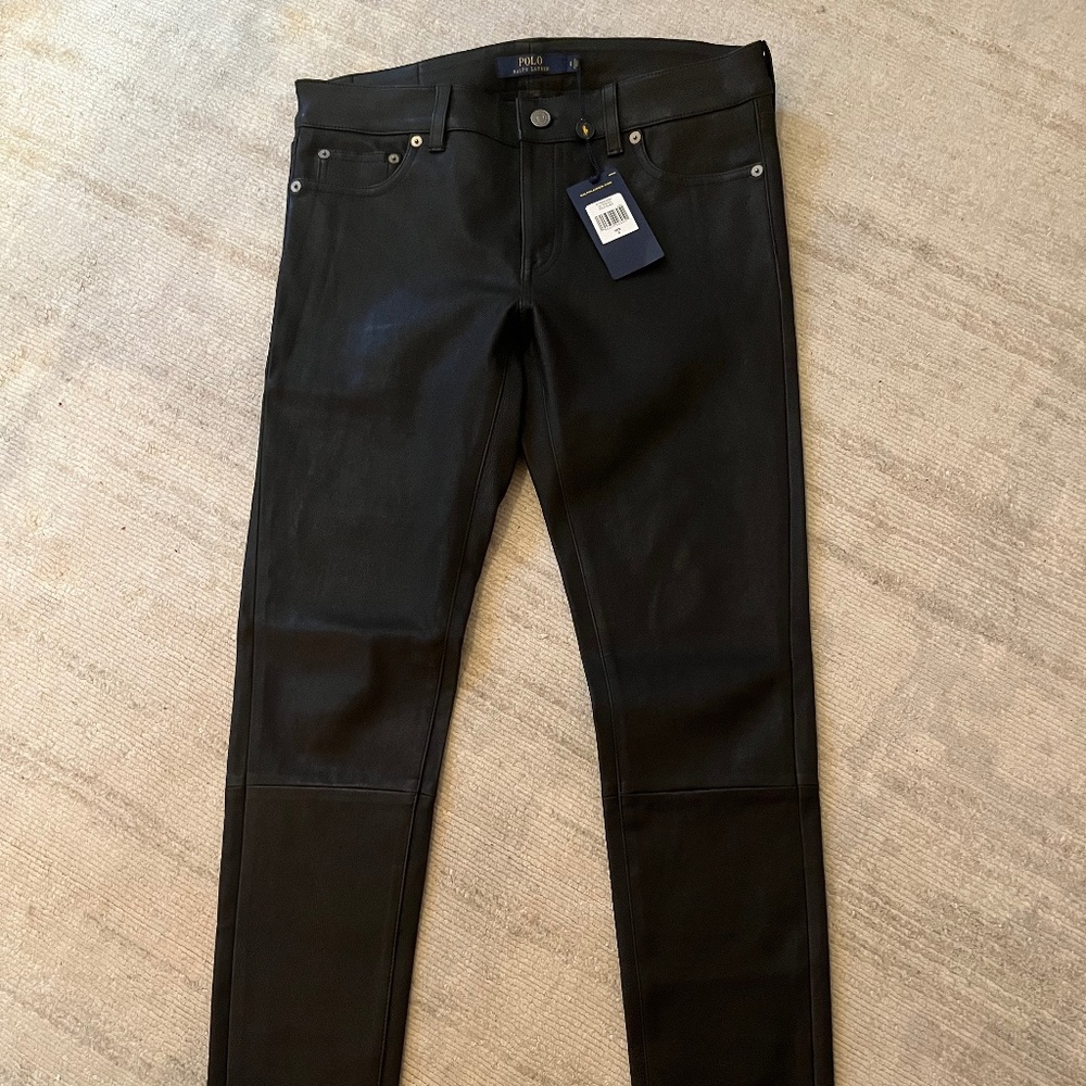 Brand New (Tags still on) Black Leather Pants Size 8 Ralph Lauren